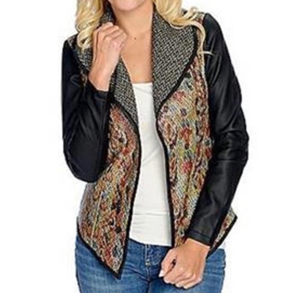 Kate & Mallory Multi Colored Textured Faux Leather Jacket